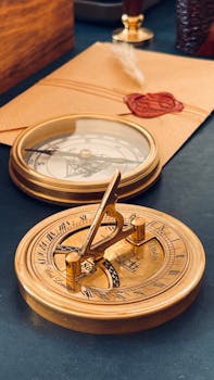 A compass and sundial beside a wax-sealed letter